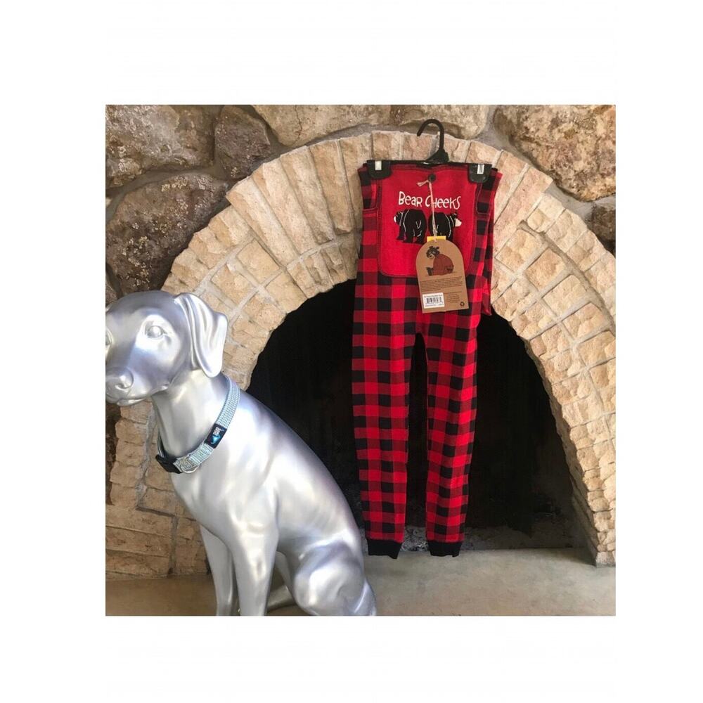 NEW Lazy One Bear Cheeks Red Black One Piece Pajamas Kid's Size 8